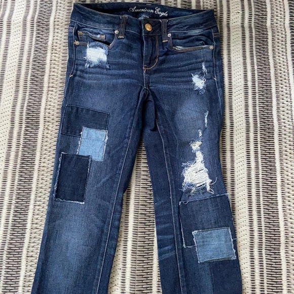 Distressed patchwork American eagle jeans - Picture 2 of 6